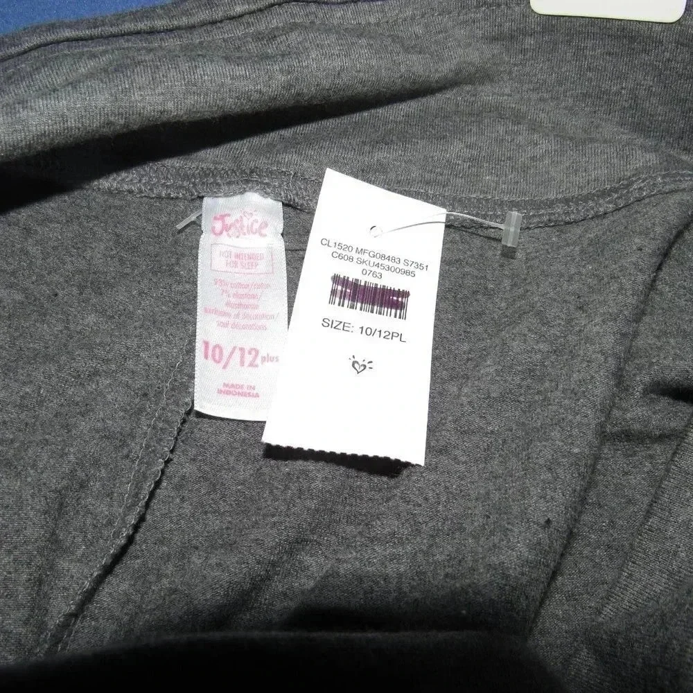 NWT JUSTICE Crop Gray Pull-On Pants Kids Size 10/12 Plus